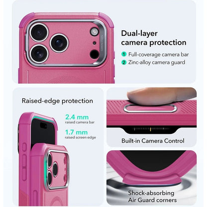 MagSafe Hülle für Apple iPhone 17 Pro, ESR, Cyber Armor Kickstand, Rosa