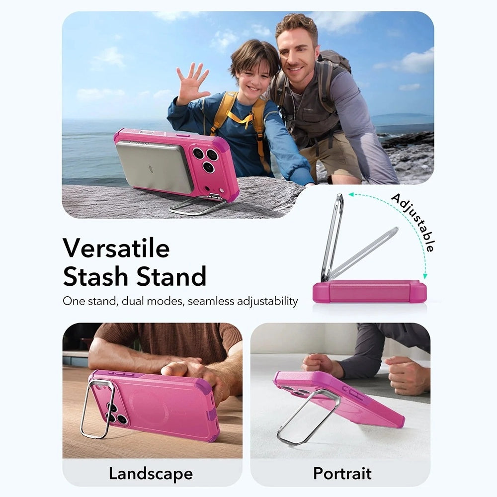 MagSafe Hülle für Apple iPhone 17 Pro, ESR, Cyber Armor Kickstand, Rosa