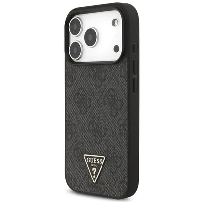 MagSafe Hülle für Apple iPhone 17 Pro, Guess, 4G Triangle Logo mit Kordelband, Schwarz