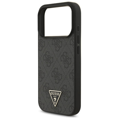 MagSafe Hülle für Apple iPhone 17 Pro, Guess, 4G Triangle Logo mit Kordelband, Schwarz