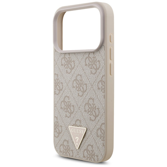 MagSafe Hülle für Apple iPhone 17 Pro, Guess, 4G Triangle Logo mit Perlenband, Rosa