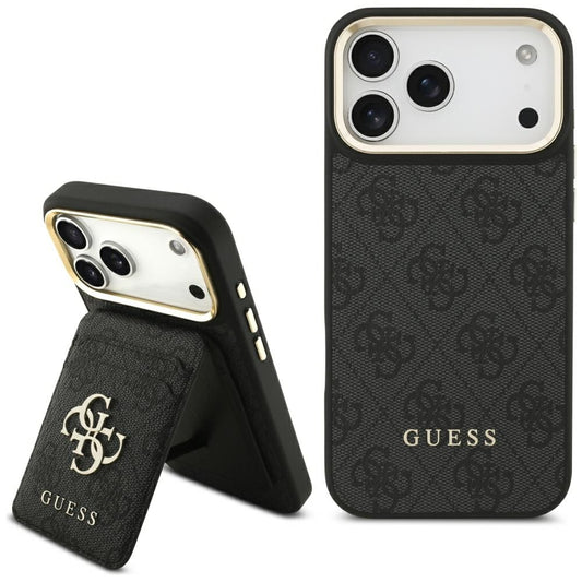 MagSafe Hülle für Apple iPhone 17 Pro, Guess, Cardslot 4G, Schwarz