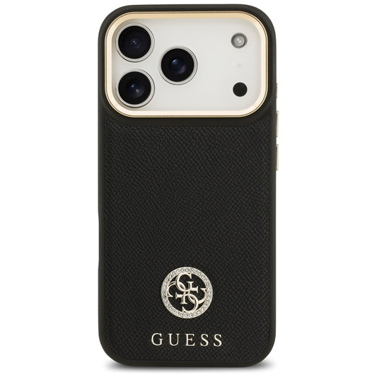 MagSafe Hülle für Apple iPhone 17 Pro, Guess, Grained Strass Logo, Schwarz