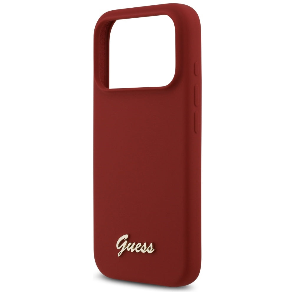 MagSafe Hülle für Apple iPhone 17 Pro, Guess, Script Metal Logo, Rosa