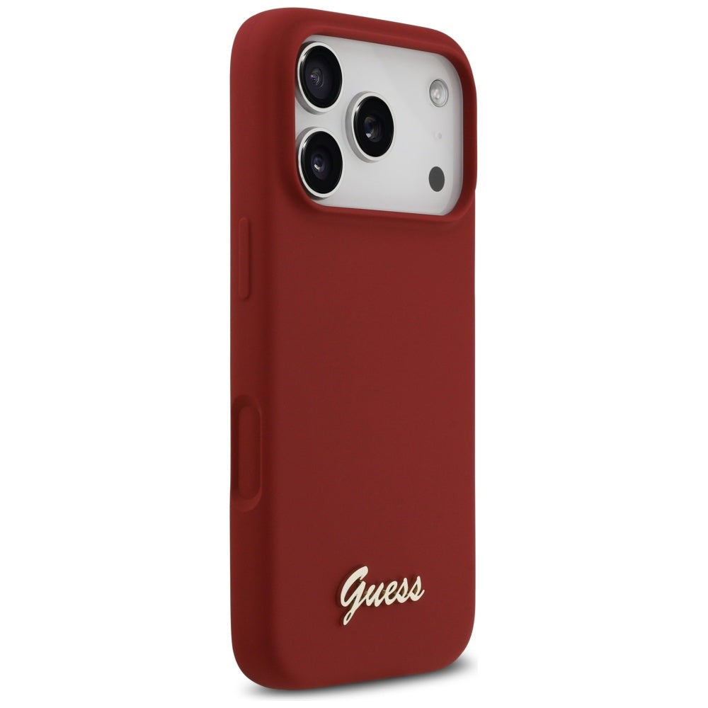 MagSafe Hülle für Apple iPhone 17 Pro, Guess, Script Metal Logo, Rosa