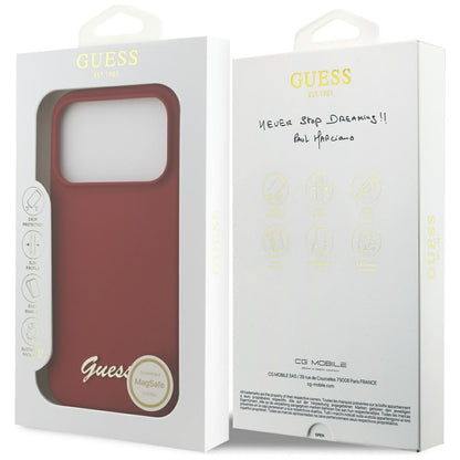 MagSafe Hülle für Apple iPhone 17 Pro, Guess, Script Metal Logo, Rosa