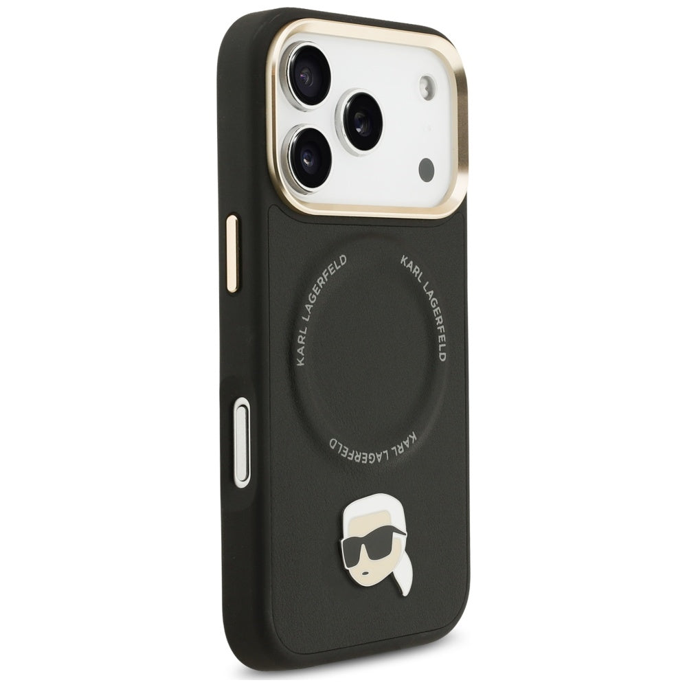 MagSafe Hülle für Apple iPhone 17 Pro, Karl Lagerfeld, Big Strap Karl Metal Logo, Schwarz