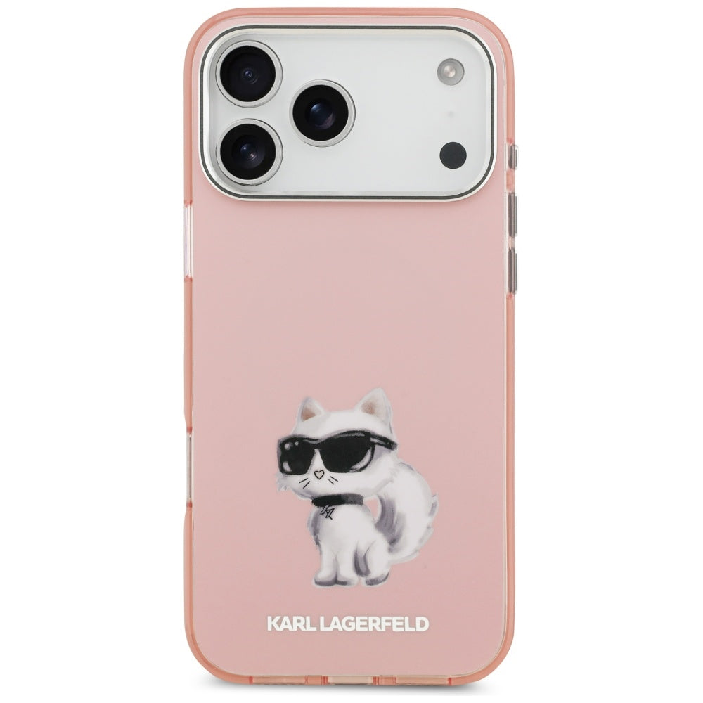 MagSafe Hülle für Apple iPhone 17 Pro, Karl Lagerfeld, IML Aquarelle Logo Choupette, Rosa