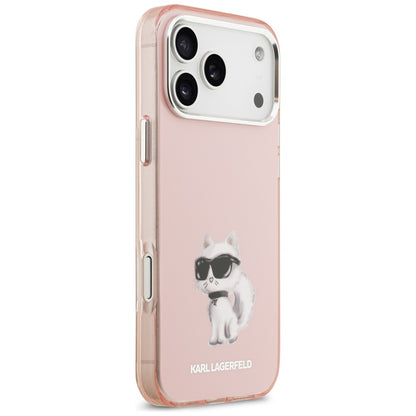 MagSafe Hülle für Apple iPhone 17 Pro, Karl Lagerfeld, IML Aquarelle Logo Choupette, Rosa