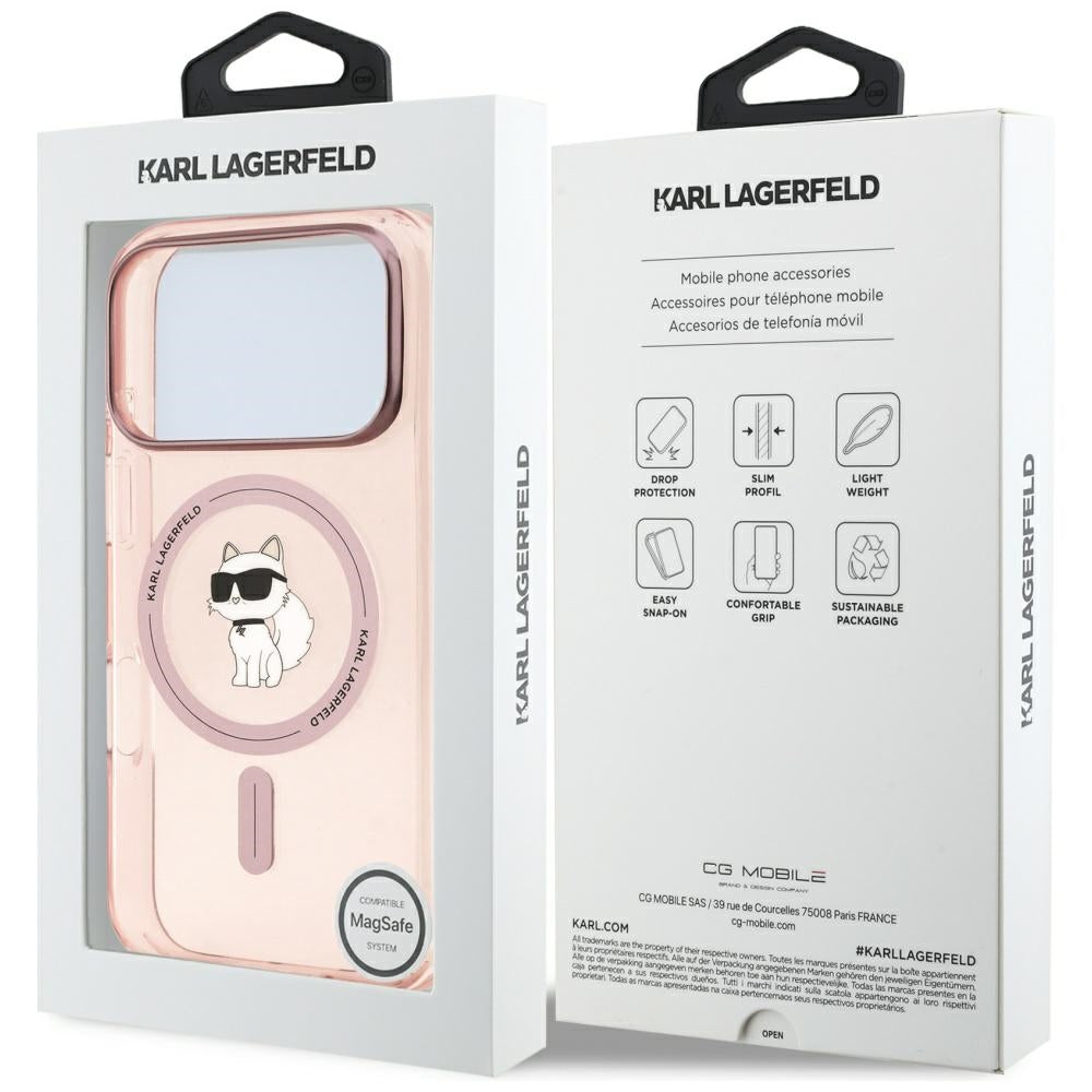 MagSafe Hülle für Apple iPhone 17 Pro, Karl Lagerfeld, IML Choupette, Rosa