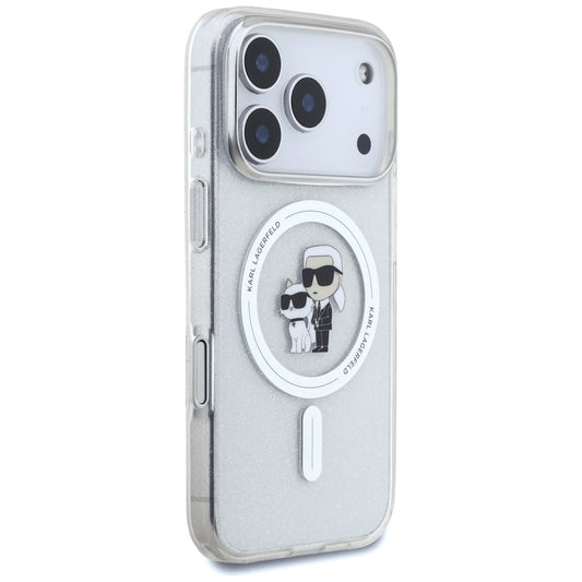 MagSafe Hülle für Apple iPhone 17 Pro, Karl Lagerfeld, IML Glitter Karl & Choupette, Transparent