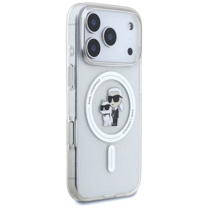 MagSafe Hülle für Apple iPhone 17 Pro, Karl Lagerfeld, IML Glitter Karl & Choupette, Transparent