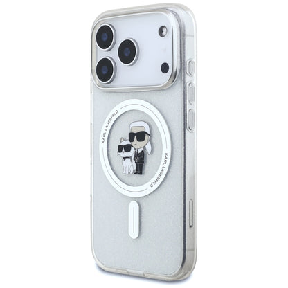 MagSafe Hülle für Apple iPhone 17 Pro, Karl Lagerfeld, IML Glitter Karl & Choupette, Transparent