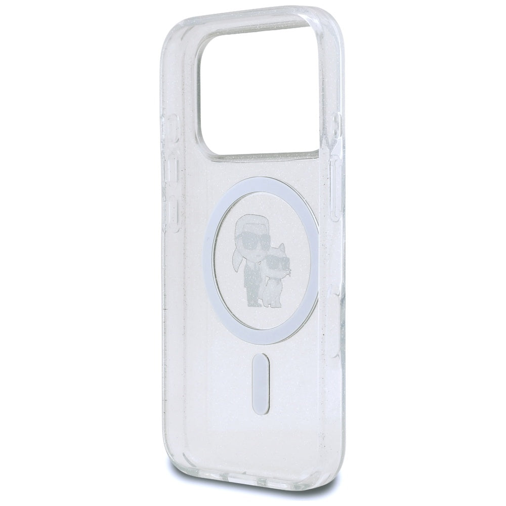 MagSafe Hülle für Apple iPhone 17 Pro, Karl Lagerfeld, IML Glitter Karl & Choupette, Transparent