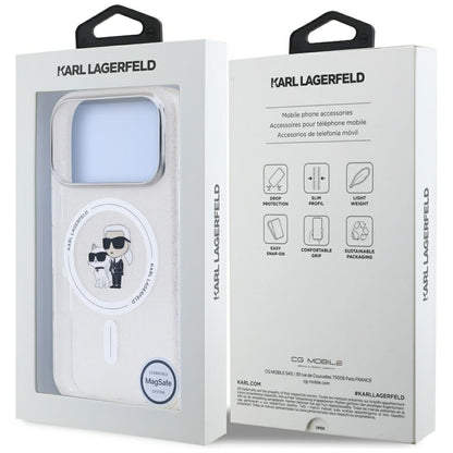 MagSafe Hülle für Apple iPhone 17 Pro, Karl Lagerfeld, IML Glitter Karl & Choupette, Transparent