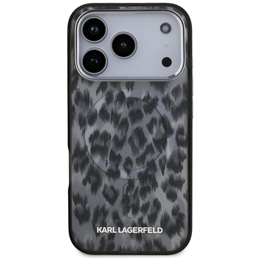 MagSafe Hülle für Apple iPhone 17 Pro, Karl Lagerfeld, IML Leopard Muster, Schwarz