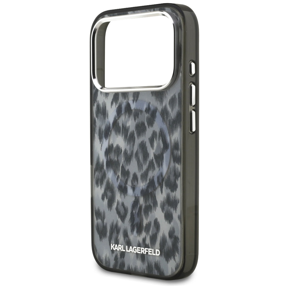 MagSafe Case for Apple iPhone 17 Pro, Karl Lagerfeld, IML Leopard Pattern, Black