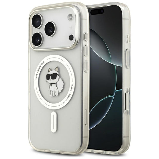 MagSafe Hülle für Apple iPhone 17 Pro, Karl Lagerfeld, IML Logo Choupette, Transparent