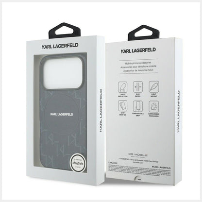 MagSafe Hülle für Apple iPhone 17 Pro, Karl Lagerfeld, KL Monogram Logo, Blau