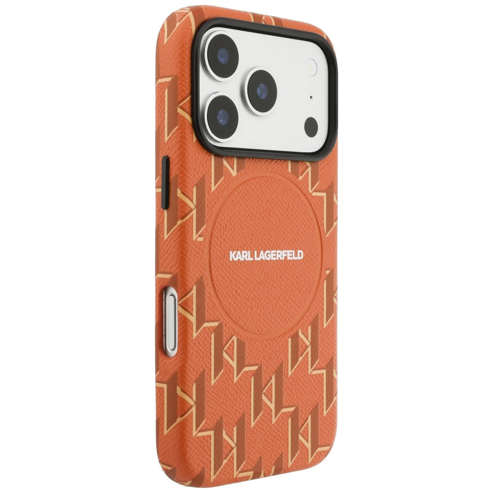 MagSafe Hülle für Apple iPhone 17 Pro, Karl Lagerfeld, KL Monogram Logo, Orange