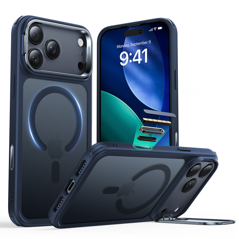 MagSafe Hülle für Apple iPhone 17 Pro Max, ESR, Classic Hybrid Kickstand, Satinblau