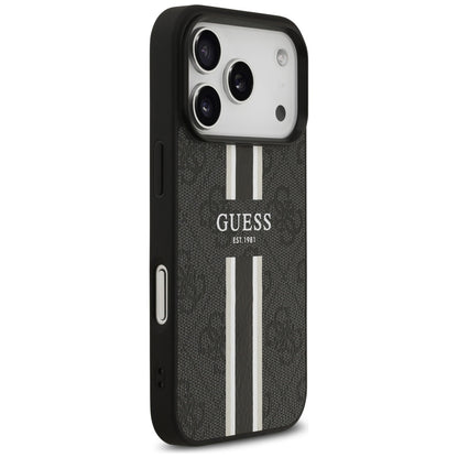 MagSafe Case for Apple iPhone 17 Pro Max, Guess, 4G Printed Stripes, Black