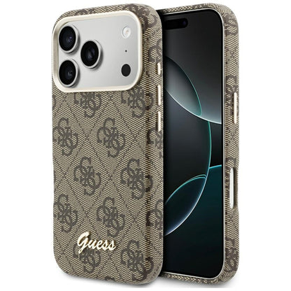 MagSafe Hülle für Apple iPhone 17 Pro Max, Guess, 4G Script Logo, Braun