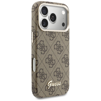 MagSafe Hülle für Apple iPhone 17 Pro Max, Guess, 4G Script Logo, Braun