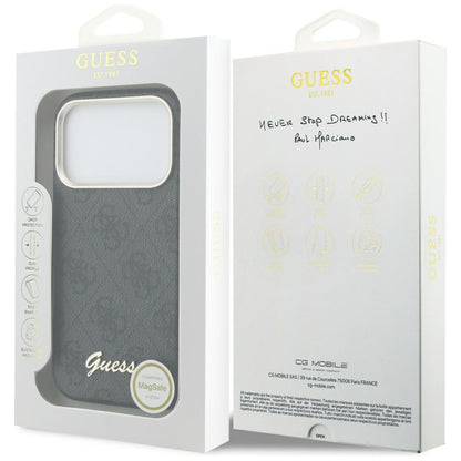 MagSafe Case for Apple iPhone 17 Pro Max, Guess, 4G Script Logo, Black