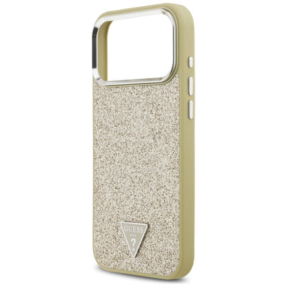 MagSafe Hülle für Apple iPhone 17 Pro Max, Guess, Glitter Triangle Logo, Gold