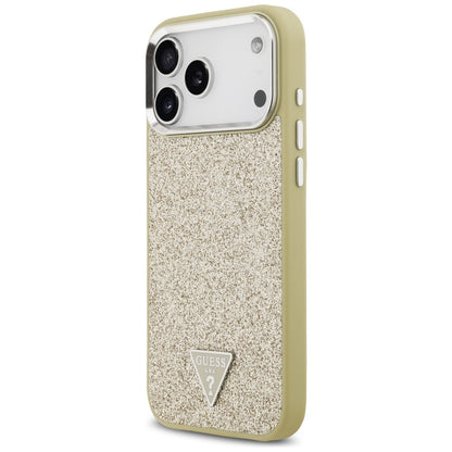 MagSafe Hülle für Apple iPhone 17 Pro Max, Guess, Glitter Triangle Logo, Gold