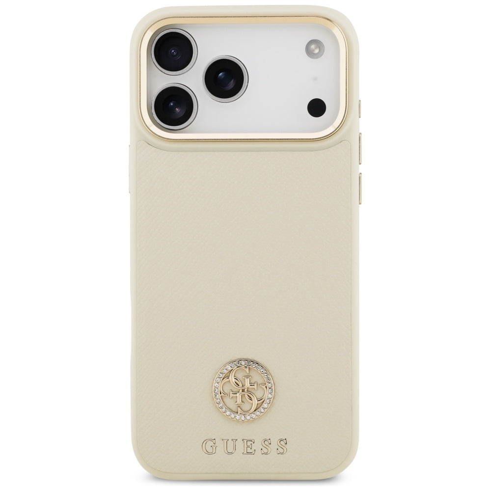 MagSafe Hülle für Apple iPhone 17 Pro Max, Guess, Grained Strass Logo, Beige
