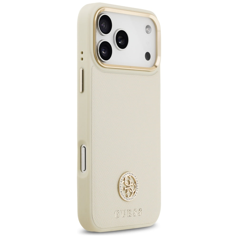 MagSafe Hülle für Apple iPhone 17 Pro Max, Guess, Grained Strass Logo, Beige