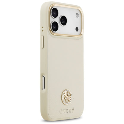 MagSafe Hülle für Apple iPhone 17 Pro Max, Guess, Grained Strass Logo, Beige
