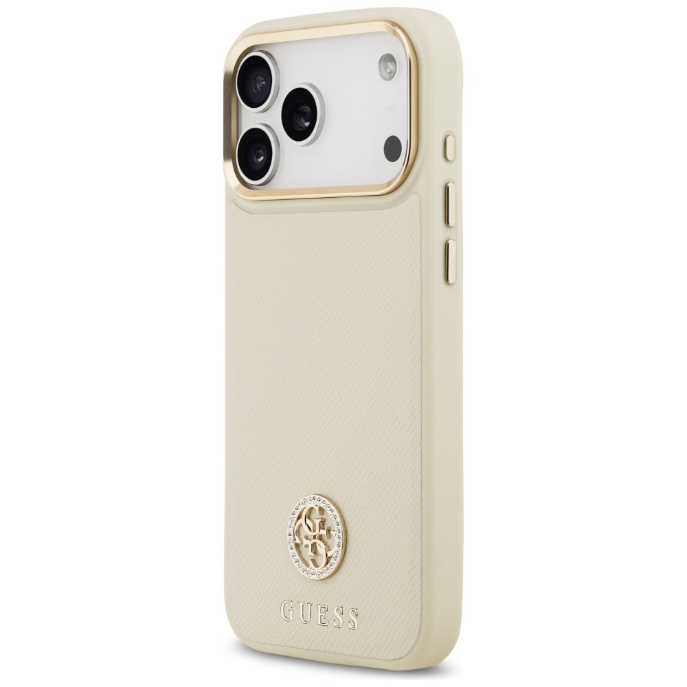 MagSafe Hülle für Apple iPhone 17 Pro Max, Guess, Grained Strass Logo, Beige