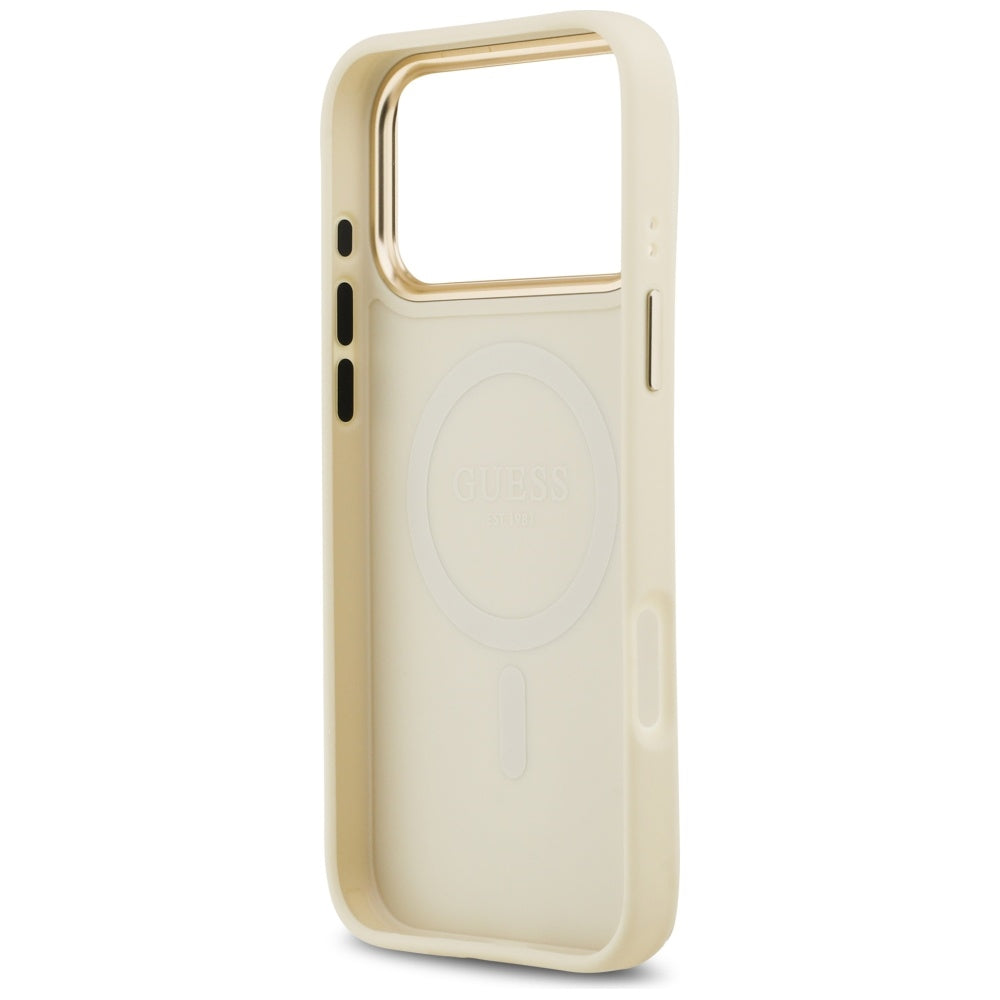 MagSafe Hülle für Apple iPhone 17 Pro Max, Guess, Grained Strass Logo, Beige