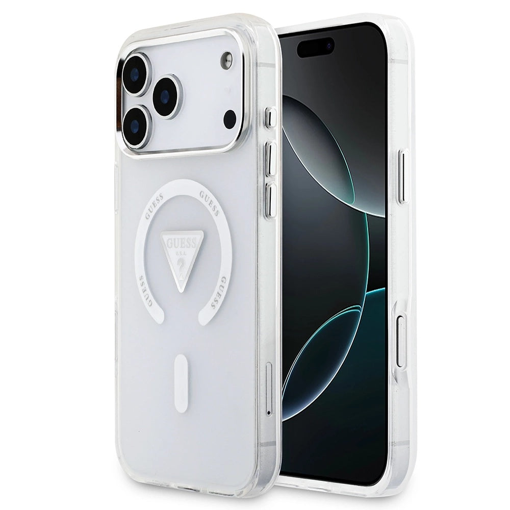 MagSafe Hülle für Apple iPhone 17 Pro Max, Guess, IML Gradient Triangle Logo, Transparent