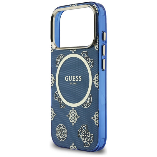 MagSafe Hülle für Apple iPhone 17 Pro Max, Guess, IML Peony Dot, Blau