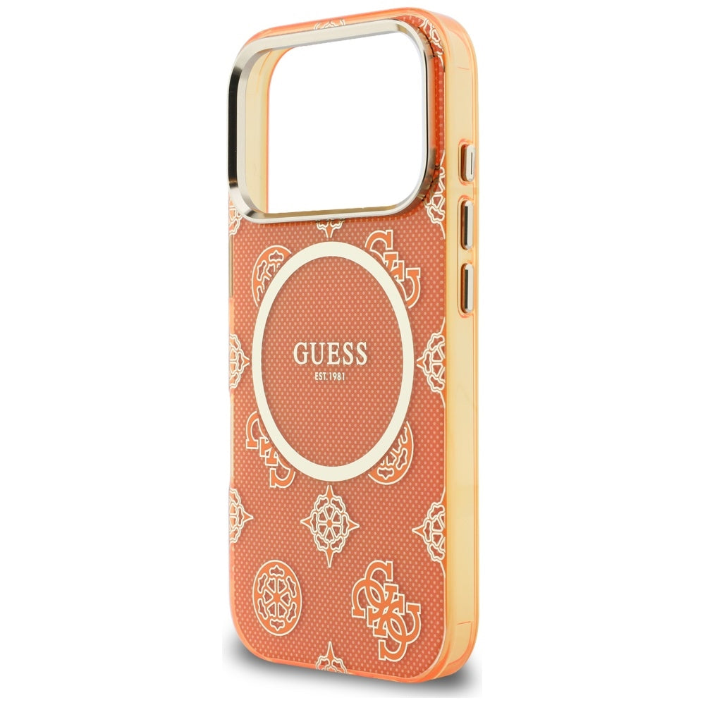 MagSafe Hülle für Apple iPhone 17 Pro Max, Guess, IML Peony Dot, Orange