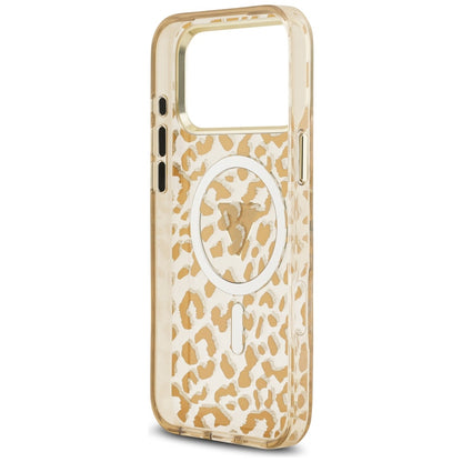MagSafe Hülle für Apple iPhone 17 Pro Max, Guess, Leopard Glitter, Braun