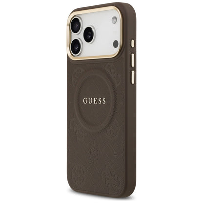 MagSafe Case for Apple iPhone 17 Pro Max, Guess, Peony Hot Stamp, Brown