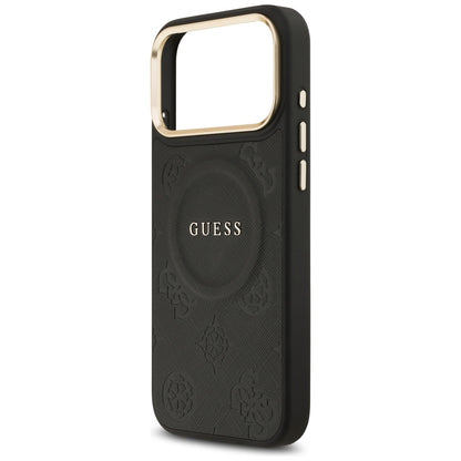 MagSafe Case for Apple iPhone 17 Pro Max, Guess, Peony Hot Stamp, Black
