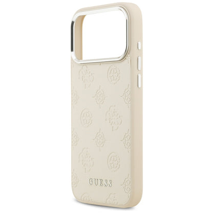 MagSafe Case for Apple iPhone 17 Pro Max, Guess, Peony Hot Stamp Script, Beige