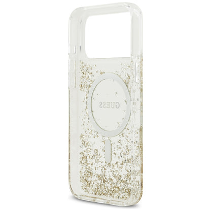 MagSafe Case for Apple iPhone 17 Pro Max, Guess, Resin Bottom Glitter, Gold