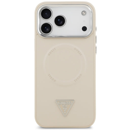 MagSafe Hülle für Apple iPhone 17 Pro Max, Guess, Triangle Logo, Beige Silbern