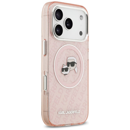 MagSafe Case for Apple iPhone 17 Pro Max, Karl Lagerfeld, Glitter Karl & Choupette Head, Pink