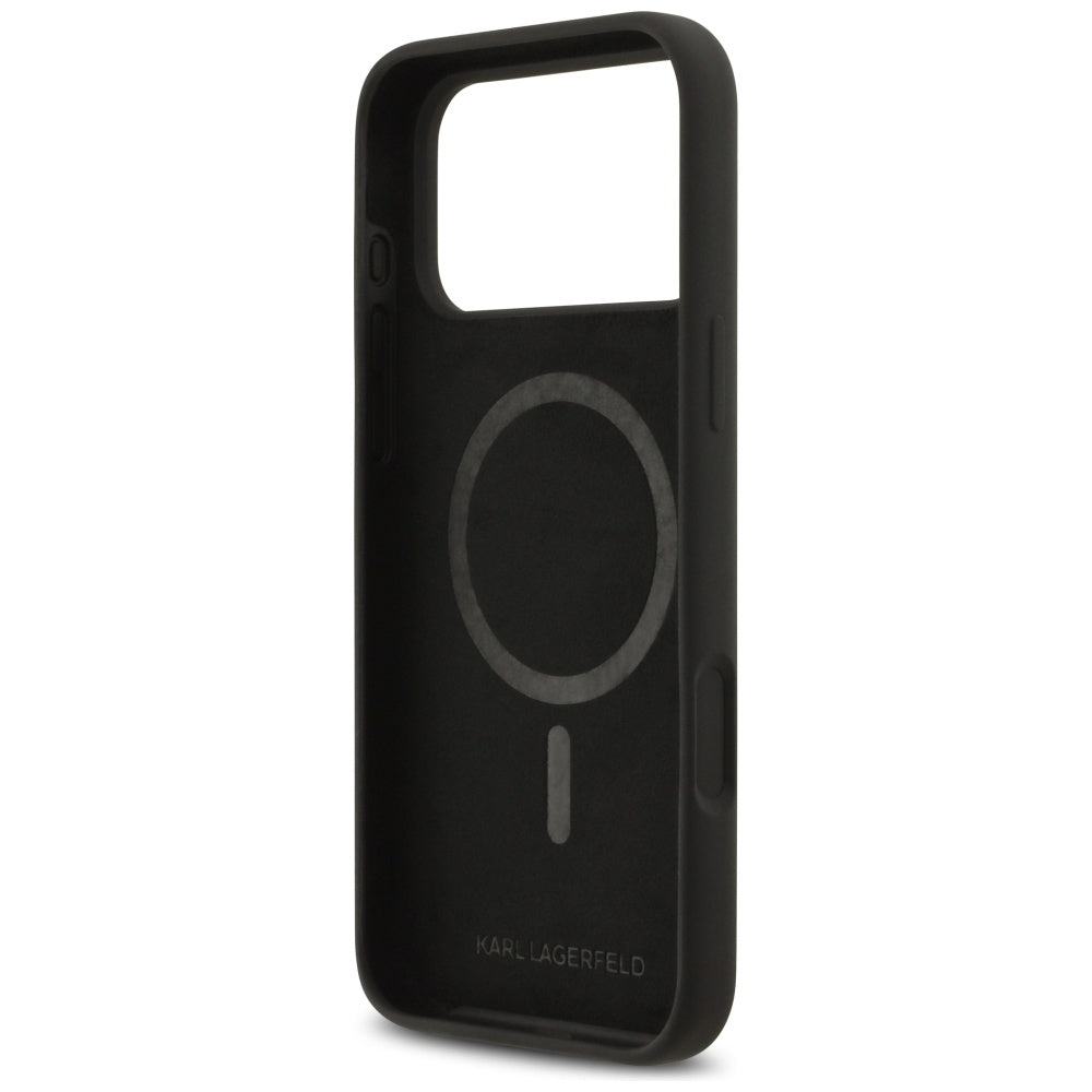 MagSafe Case for Apple iPhone 17 Pro Max, Karl Lagerfeld, Heart Sign Logo, Black