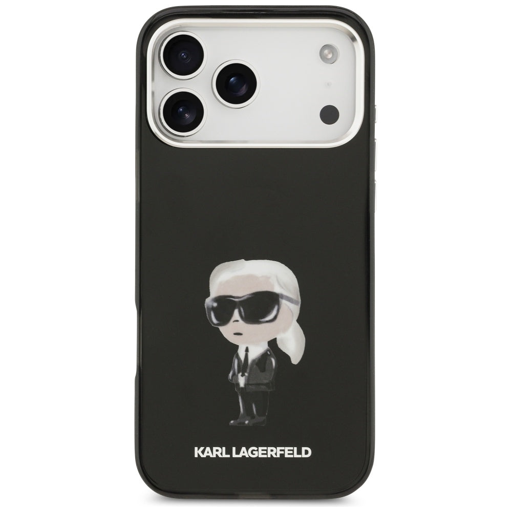 MagSafe Hülle für Apple iPhone 17 Pro Max, Karl Lagerfeld, IML Aquarelle Karl Ikonik, Schwarz