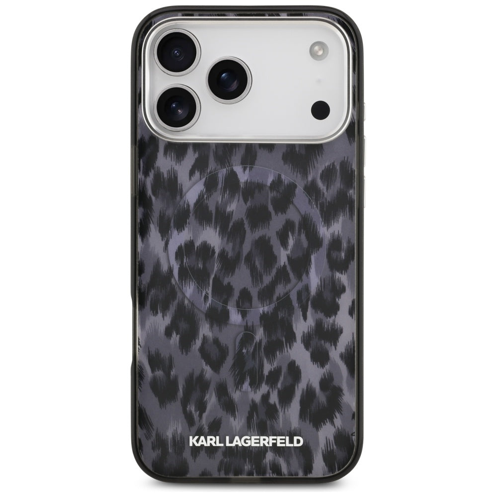 MagSafe Hülle für Apple iPhone 17 Pro Max, Karl Lagerfeld, IML Leopard Muster, Schwarz