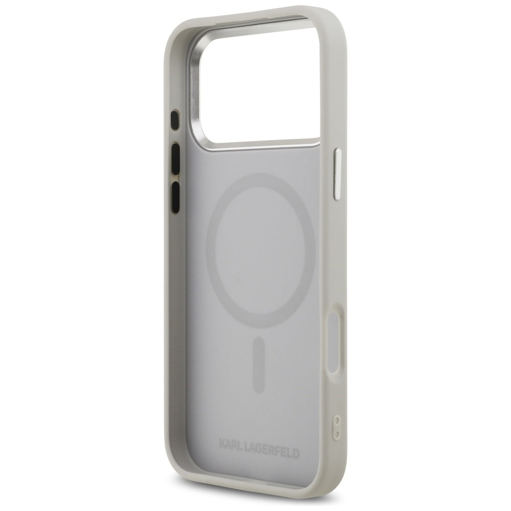MagSafe Hülle für Apple iPhone 17 Pro Max, Karl Lagerfeld, Karl & Choupette Pins, Grau